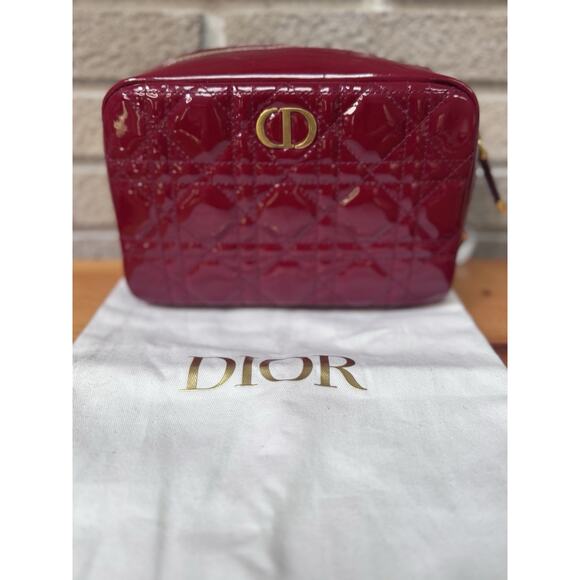 Christian Dior Cannage Patent Leather Pouch/clutch/cosmetic Bag Italy Auth - Picture 1 of 9